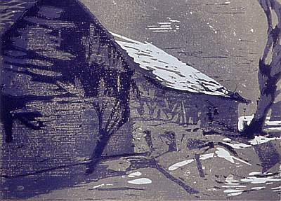 Michael Daum, Weldishof, 1994, Farbholzschnitt auf Papier, 70,0 cm x 50,0 cm