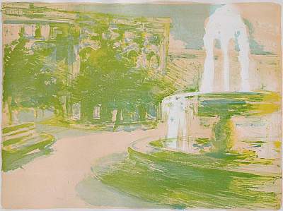 Michael Daum, Font&auml;ne ( M&uuml;nchner Hofgarten ), 1997, Lithographie auf Papier, 72,5 cm x 56,0 cm
