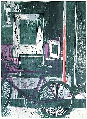 Michael Daum, Galerie Mendl, 1994, Farbholzschnitt auf Papier, 50,0 cm x 70,0 cm