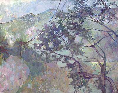 Michael Daum, Esche im Regen, 1995, Eitempera auf Leinwand, 100,0 cm x 80,0 cm