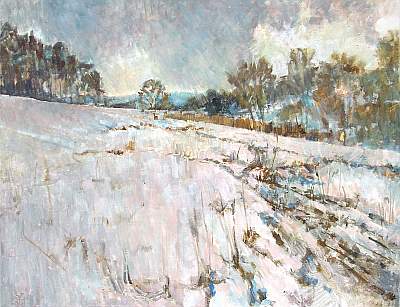 Michael Daum, Neuschnee, 2004, Eitempera auf Leinwand, 100,0 cm x 70,0 cm