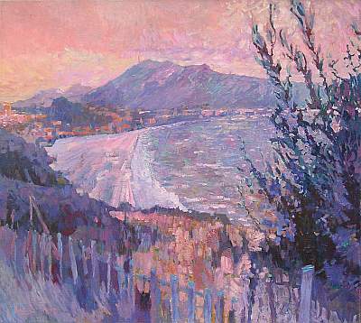 Michael Daum, Silberk&uuml;ste (Bucht von Hendaye), 1995, &Ouml;l auf Leinwand, 100,0 cm x 90,0 cm