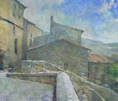 Michael Daum, Mittag in Gavorrano, 2008, Eitempera auf Leinwand, 100,0 cm x 90,0 cm