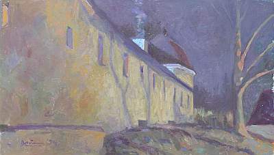 Michael Daum, Schloss Emersacker, 1994, &Ouml;l auf Hartfaser, 88,0 cm x 55,0 cm