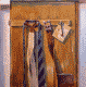 Michael Daum, Locker´s door with tie, 2000, gum tempera on paper, 27.6 in. by 27.6 in.