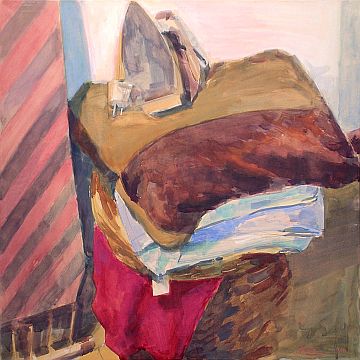 Michael Daum, W&auml;schekorb, 2000, Gummitempera auf Papier, 70,0 cm x 70,0 cm